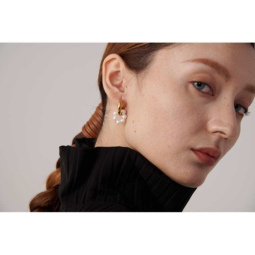 Yhpup Natural Pearl Asymmetry Dangle Earrings Stainless Steel Golden Metal Geometric Accessories Bijoux Femme Fashion Jewelry