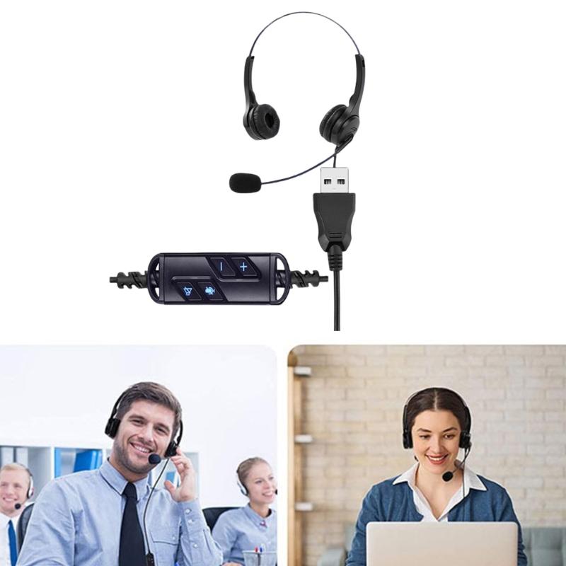 Noise Cancelling USB Headset with Soft Memory Foam Earpads Wide Compatibility for PC Laptop
