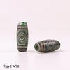 Tibetan Three-Eyed Dark Green Agate Dzi Pendant Necklace