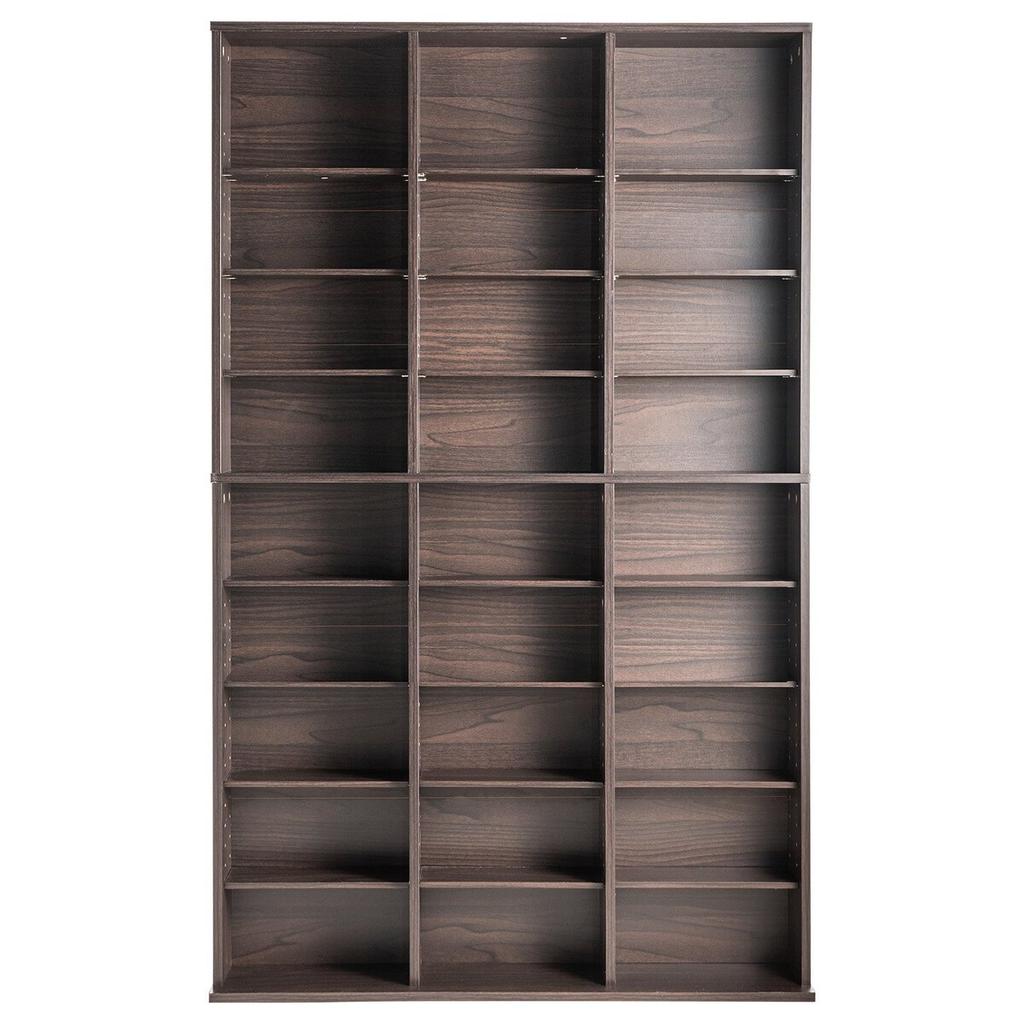 Media Storage Cabinet 9 Layers Adjustable DVD Shelves 756 CDs Espresso