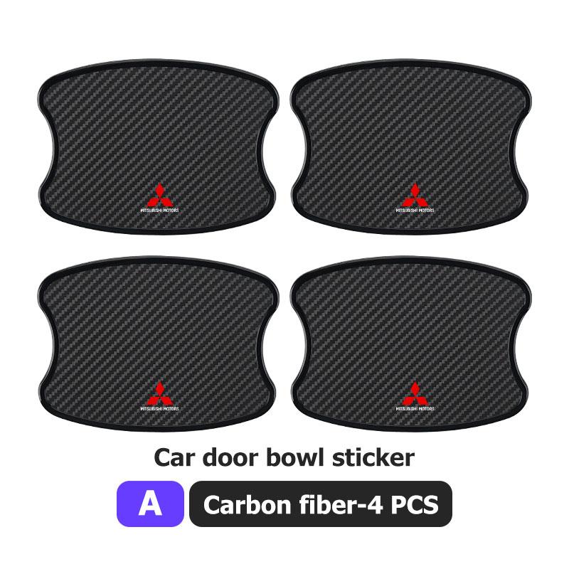 

4PCS Car Door Handle Bowl Scratch Protector Carbon Fiber Stickers Anti Collision For Mitsubishi Lancer ASX Pajero Mirage Attrage