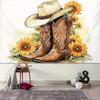2D Vintage Western Cowboy Hat & Boots Backdrop Sunflower Themed Party Photography Background