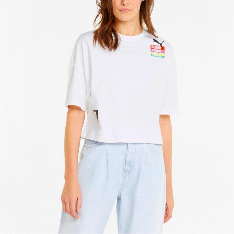 Puma Love Oversized Tee With Logo Print Women Tops White 536688-02