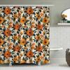 Modern Floral Shower Curtain Orange Flowers Green Leaves Decorative Bathroom Liner For Kids Bathrooms 72 X 39 (180Cm X 99Cm) [Bl
