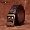 Belt Men's Personality Retro Embossed Bison Leather Pattern Genuine Cattlehide Leather Surface Trendy All-Match Casual Jeans Belt