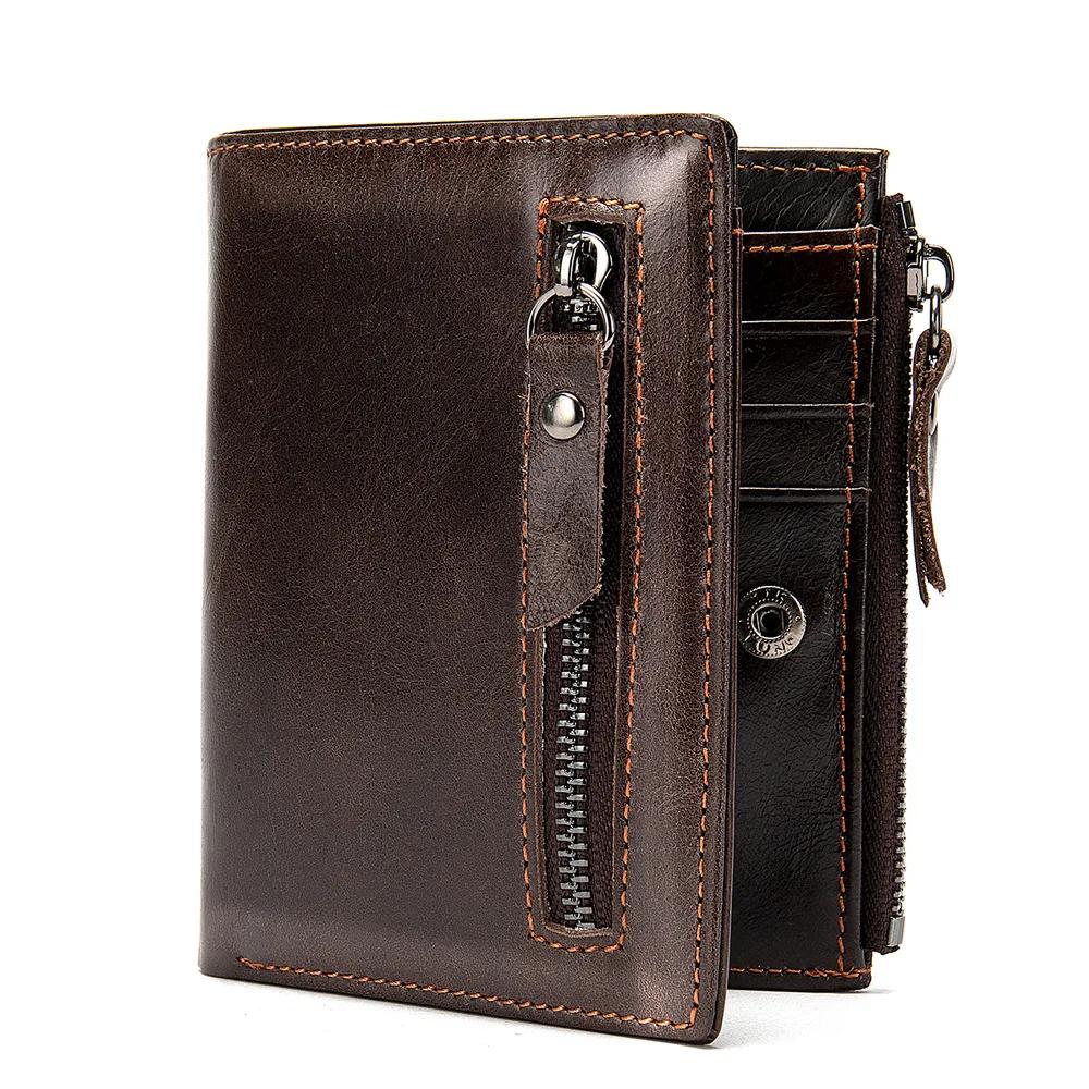 Men's Genuine Leather Wallets Multifunction Card Holder Vintage Short Wallet Business Clutch Bags