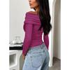 Spring Summer Women's T-Shirts Single Shoulder Long Sleeve Top with Ruffles Outing Sexy Slimming Tops Y2K