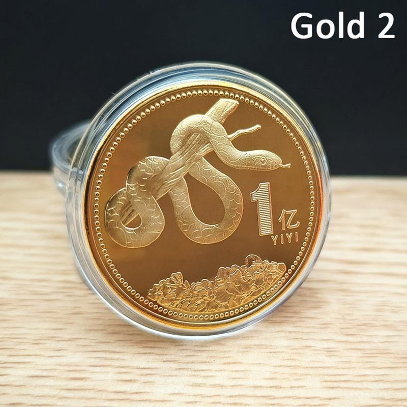 2025 New Year Of The Snake Commemorative Coins Chinese Zodiac Medals Gold Silver Color 3D Relief Coin Collectibles New Year Coin