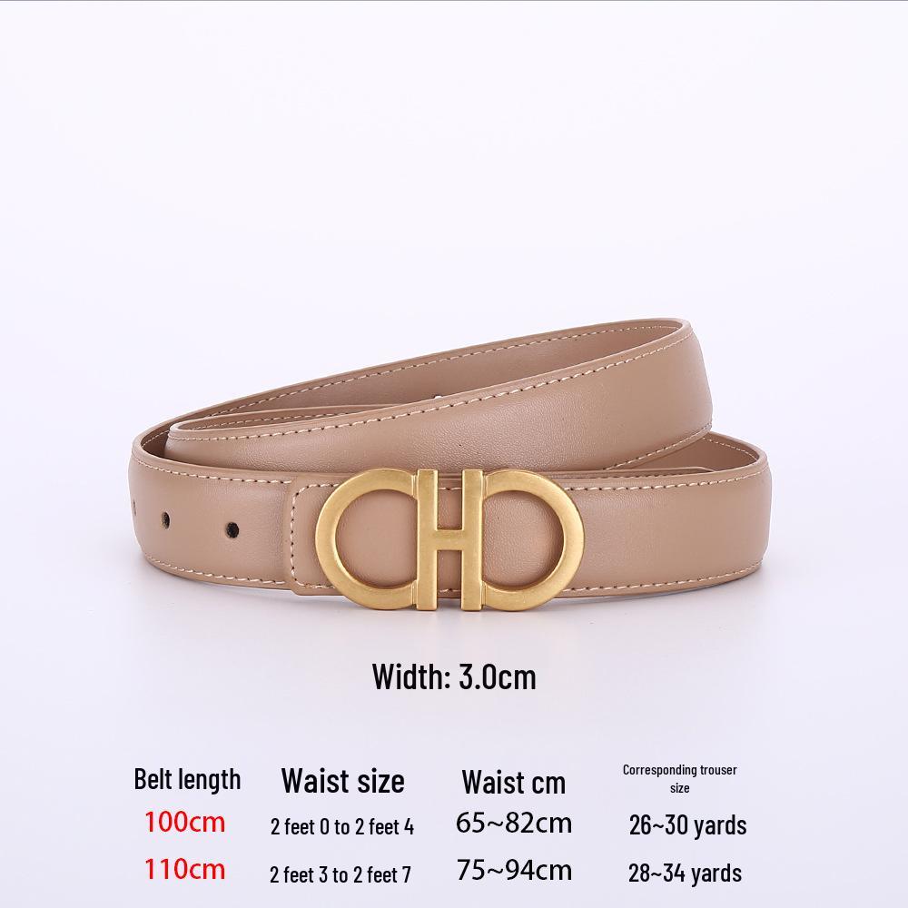 Women's Genuine Leather Casual Belt - Versatile Decorative Accessory for Jeans