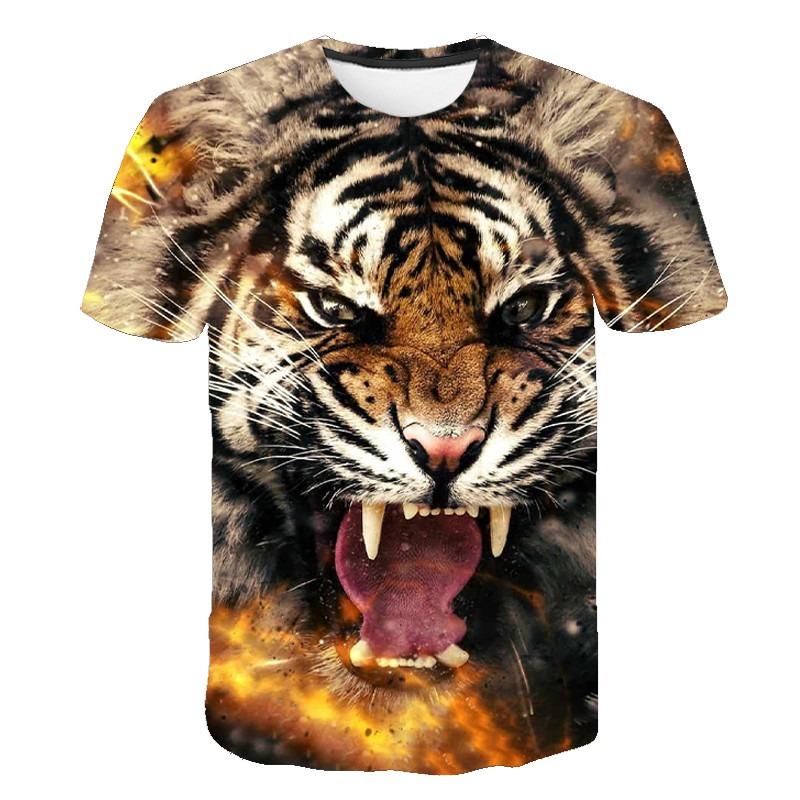 Summer Tiger 3D Print T-Shirts Streetwear Animal Men Women Fashion Oversized Short Sleeve T Shirt O-Neck Male Tees Tops Clothing