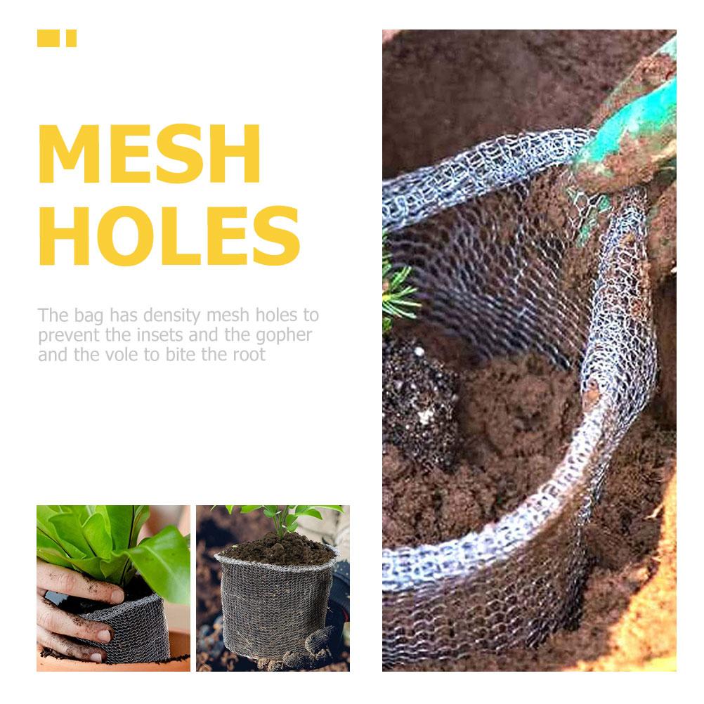 Metal Mesh Bag Stainless Steel Plant Root Protectors For Garden Flower Vegetable Protection Anti-Rat Gopher Vole Barrier