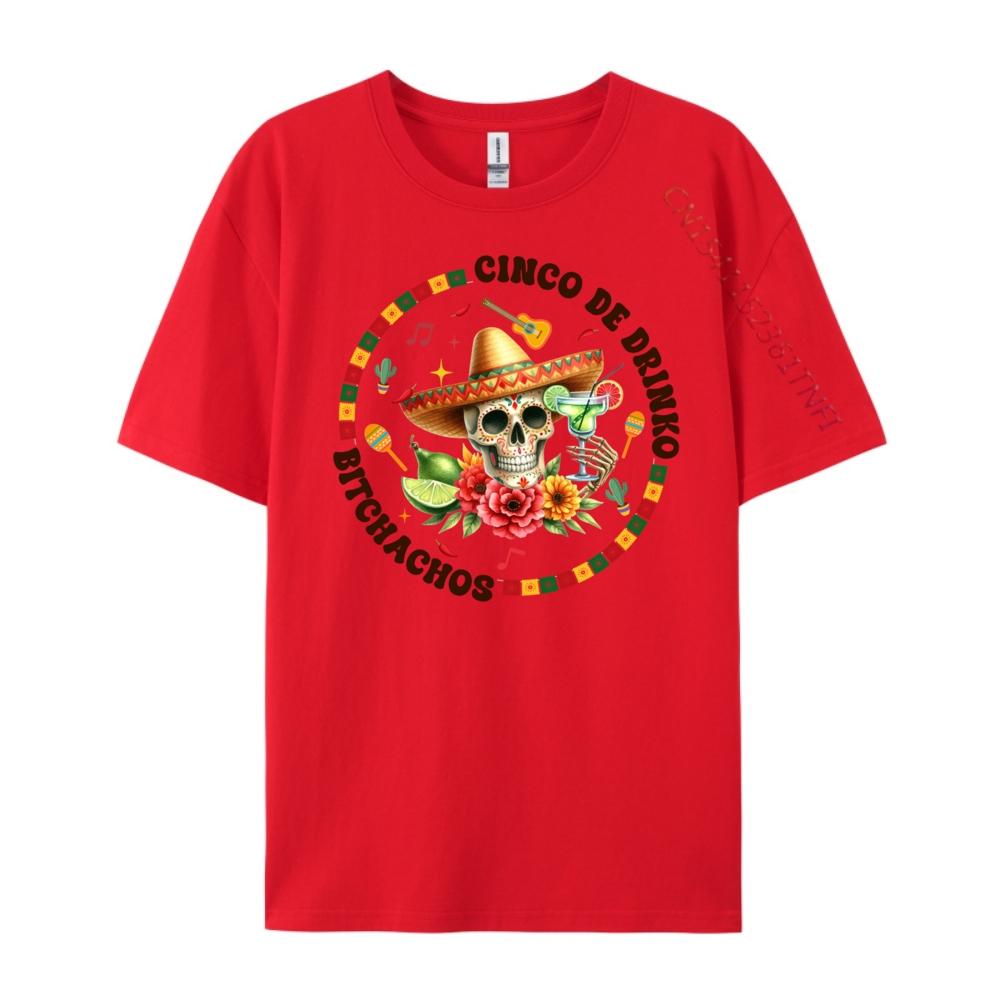 De Drinko Bitchachos Fun Skull Skeleton Cinco De Mayo Teeshirt Streetwear Men Geek Graphic Shirts Leisure S