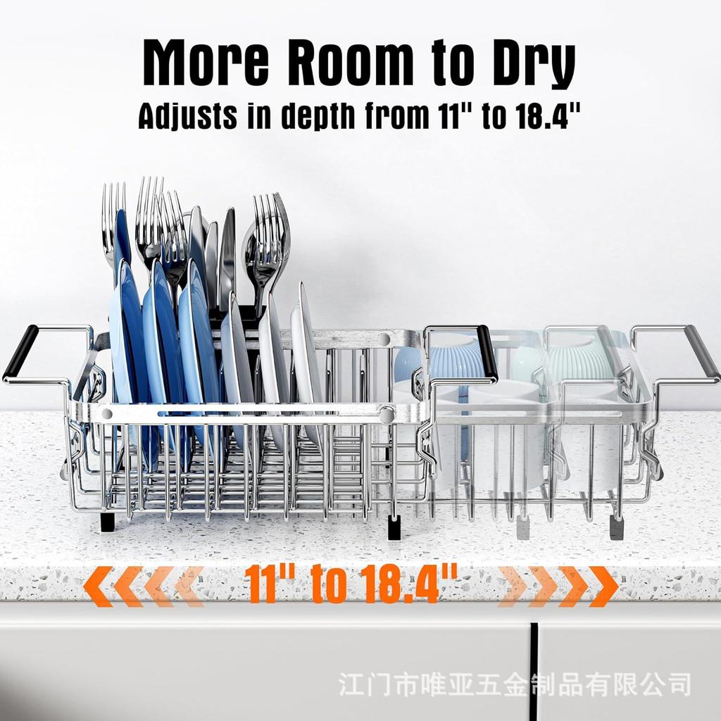 Sink Telescopic Drain Basket Dishwasher Tableware Storage Rack Drain Rack Household Fruit and Vegetable Rack