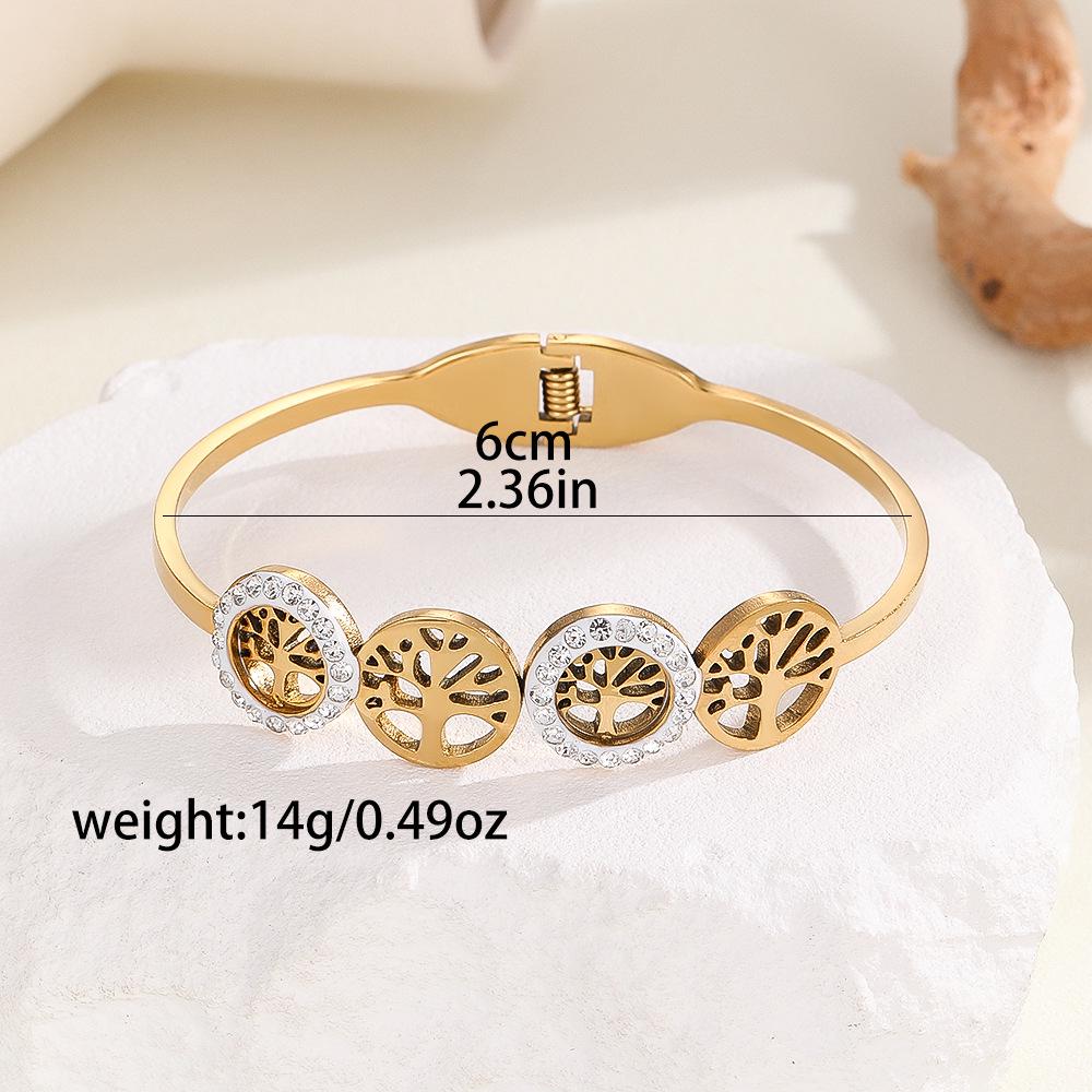 High-End Titanium Steel Women's Bracelets with Diamonds - Fashionable European & American Design, Non-Fading, Niche Style