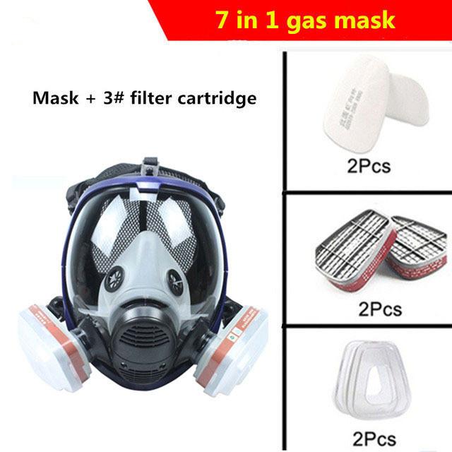 Chemical Mask 6800 15/17 In 1 Gas Mask Dust Respirator Paint Insecticide Spray Silicone Full Face Filter for Laboratory Welding