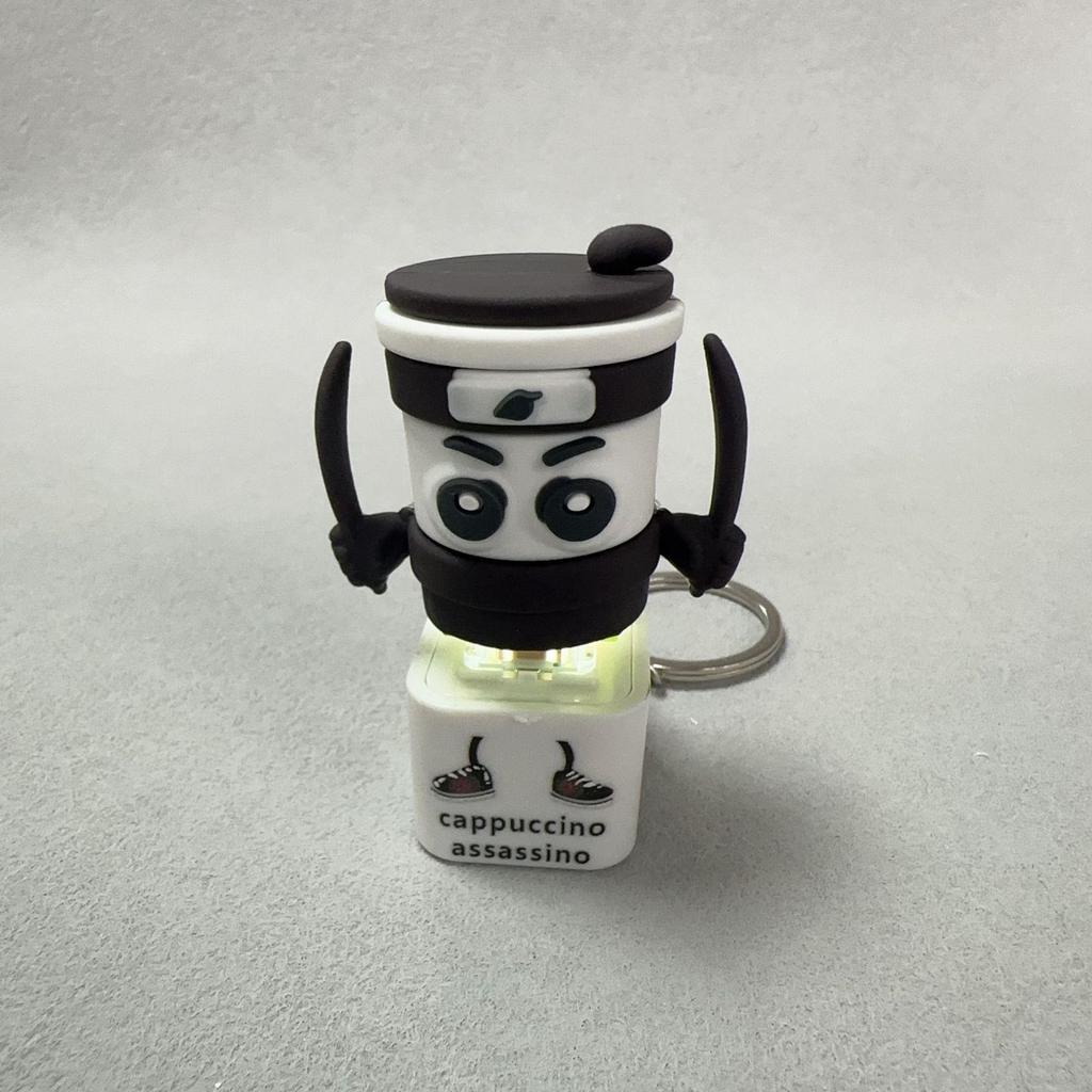 Articulated Shan Hai Jing Wooden Keychain: TungTungTung Sahur Figurine with Language Button