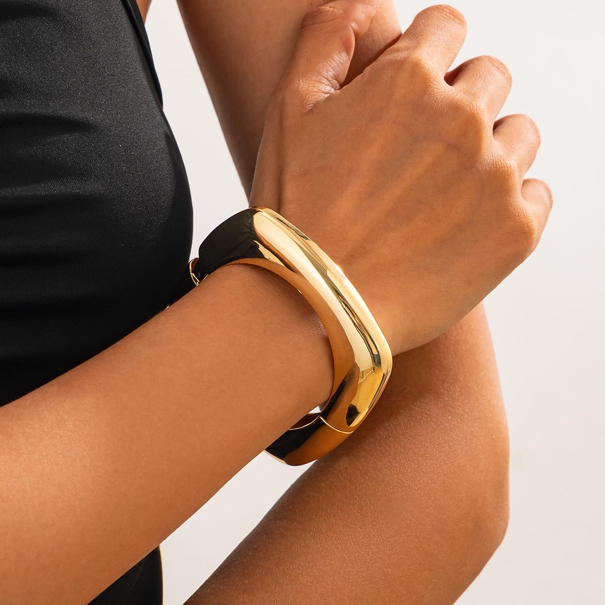 

Ingemark Punk Big Chunky Metal Wide Cuff Bangles for Women Fashion Statement Vintage Geometric Spring Bracelets Grunge Jewelry