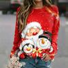 Women's Casual Neck Long Sleeve Raglan Christmas Print Pullover Sweatshirt