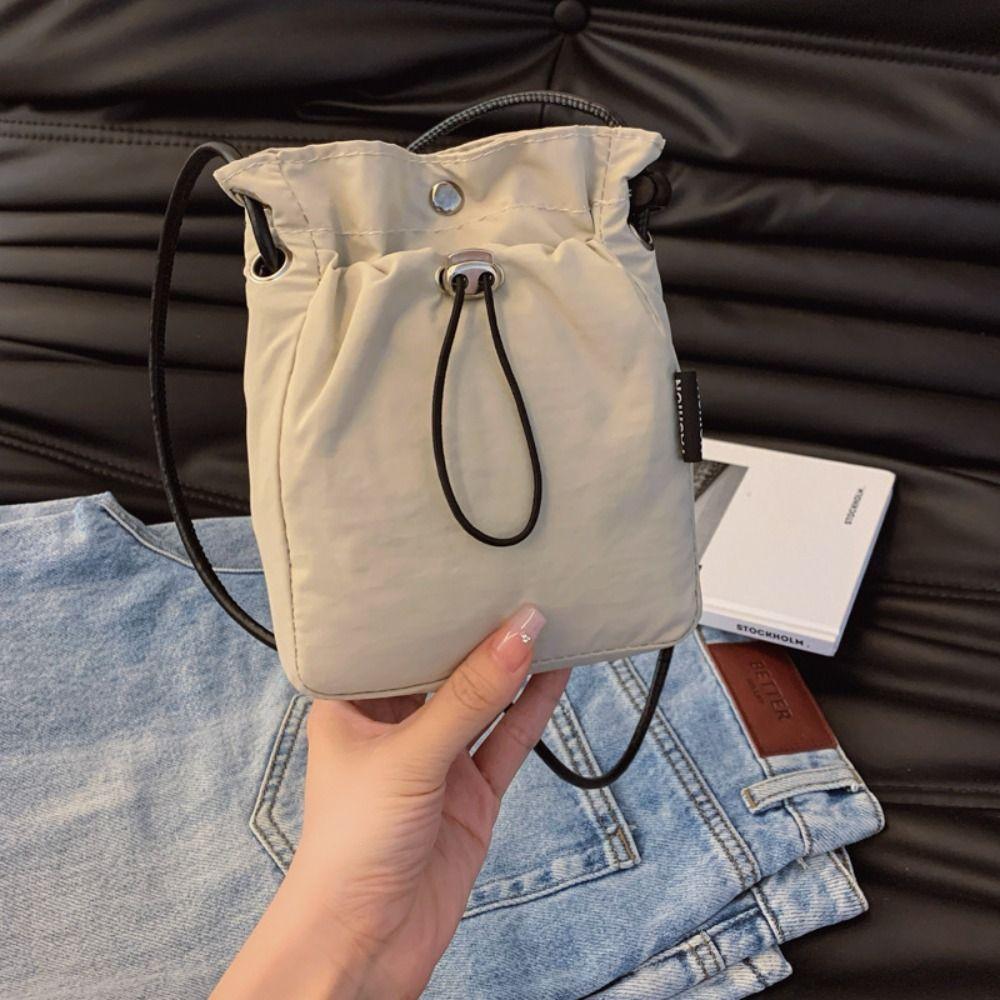

Crossbody Bag Drawstring Canvas Bag Purse Mobile Phone Bag Sweet Nylon Shoulder Bag Women
