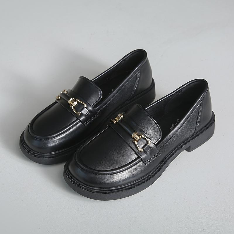 2024 Spring Single Shoes Flat Heel Fashion Women Shoes PU British Style Small Leather Shoes Fashion Luxury Women Shoes