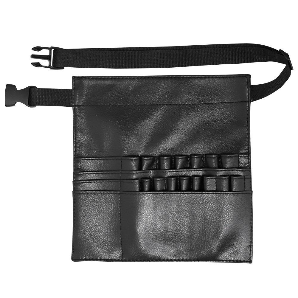 

Portable Cosmetic Waist Bag Multi-pocket Waterproof Makeup Brush Bag Durable Pu Leather Tools Storage Bag чёрный