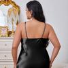 Plus Size Women's Silk Satin Camisole Nightgown with Slit - Elegant, Comfortable, Slimming Design