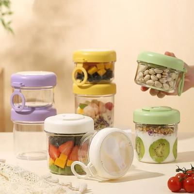 1/2 Layers Salad Cup Portable Fruit Yogurt Breakfast Cups Overnight Oats Bowls Fitness Fat-Reduced Food Container with Spoon