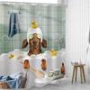 Funny Dog Shower Curtain Vintage Hilarious Dachshund Bath Soap Cute Animal Puppy Pets Bubbles Duck with Hooks Fabric Waterproof