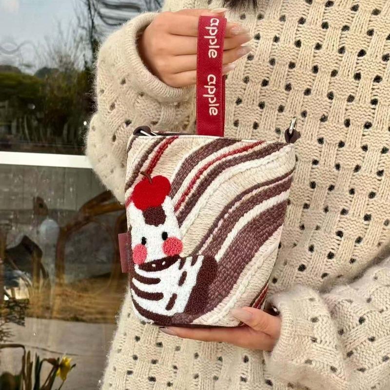 Original bag Korean immediately Ping'an towel embroidered crossbody hand carrying mobile phone bag Lazy style female trend outdoor A