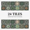 24 European Mandala Flower Tile Stickers: Waterproof, Self-Adhesive PVC for Kitchen & Bathroom Walls