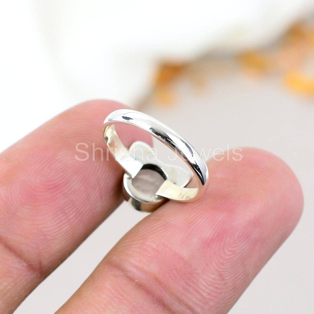 Rose Quartz 925 Sterling Silver Pink Gemstone Handmade Jewelry Cat Face Ring For Women