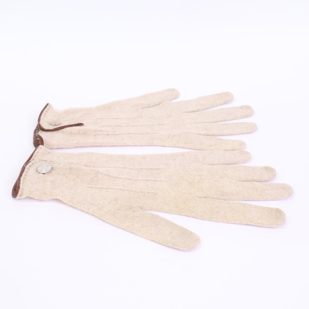 Hermes Serie Button Cashmere Gloves Glove M Natural brownUsed