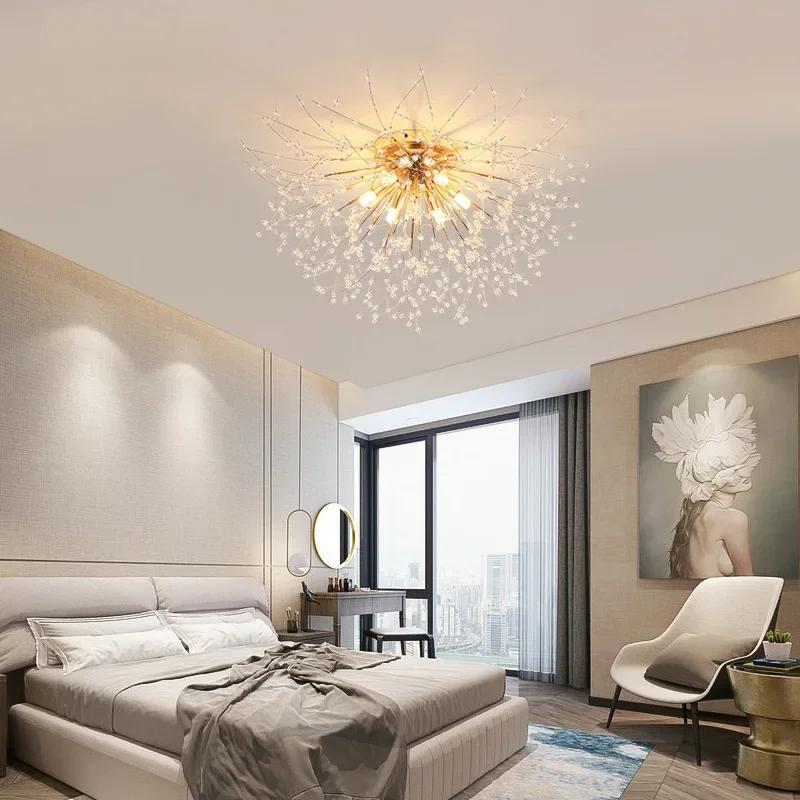 Modern Dandelion Crystal Beads Living RoomDining Room Bedroom, Ceiling Lighting Fixture Light Luxury Firefly G9LED Bulb