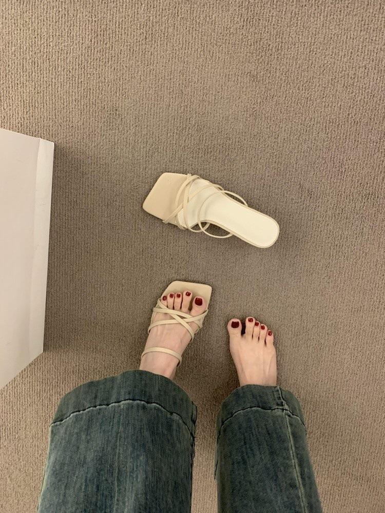 

Premium open-toed square-headed red kitten and slippers for women in summer, new beautiful and cool slippers 39 абрикосовый