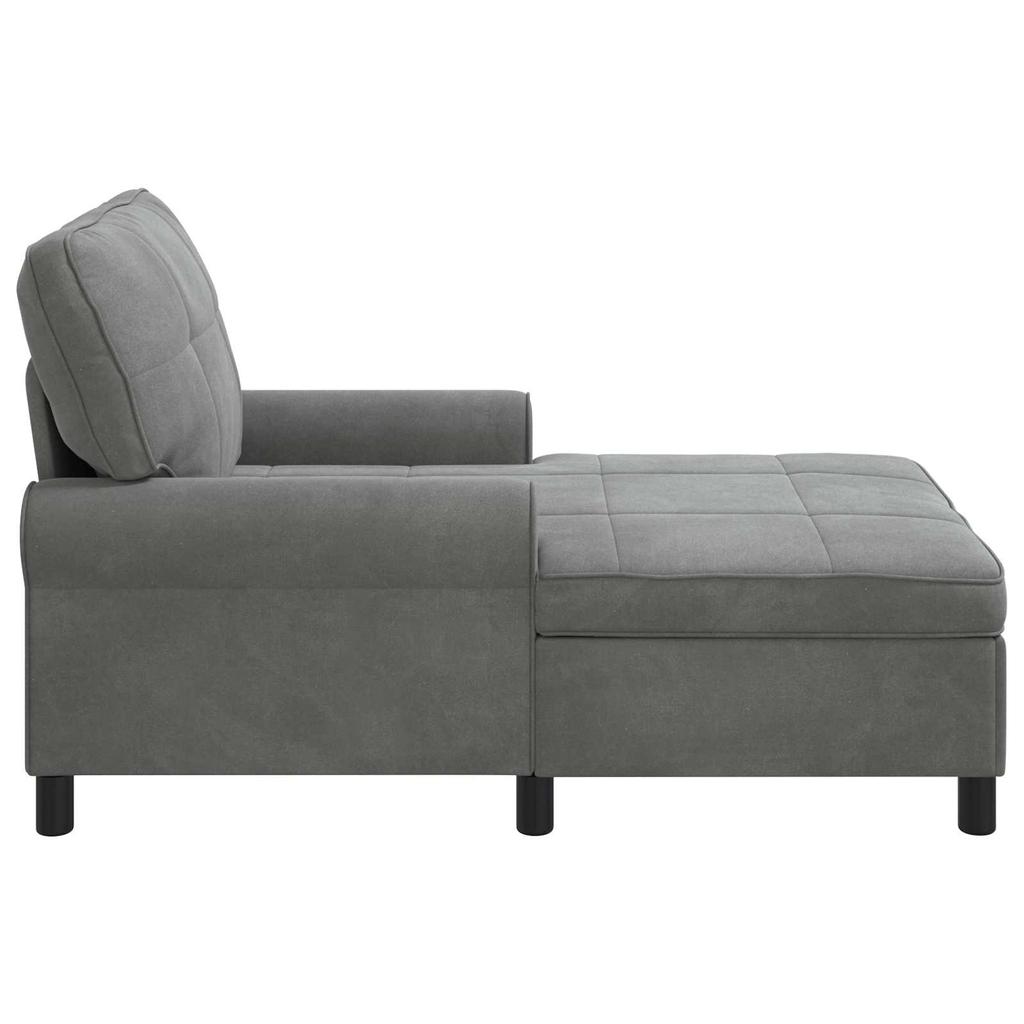 Lounge Chair with Cushions Dark Grey 91 X 157 X 91 Cm Velvet
