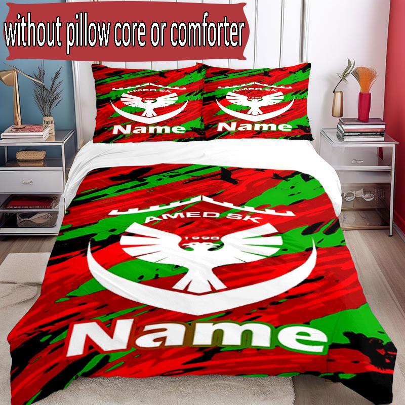 3pcs Duvet Cover Set (1*Duvet Cover + 2*Pillowcase, Without Core), Custom Name Amed SK Pattern Bedding Set, Home Bedroom Decor Gift