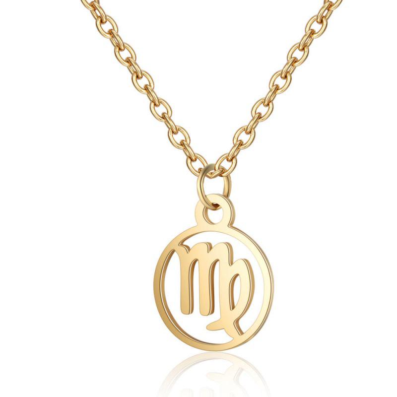Stainless Steel Zodiac Pendant Necklace with Thin Chain