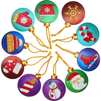 10pcs Special Shape Drill Christmas Tree Pendant Cute 5D DIY Bulk Diamond Dot Christmas Ornament Colourful for Christmas Decor
