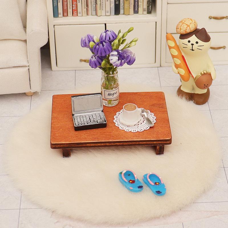 6Pcs Simulation Miniature Computer Low Table Coffee Vase Ornament Dollhouse Accessories Leisure Scene Props