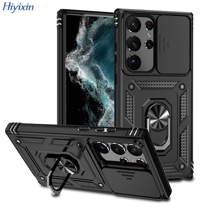 Suitable for Samsung S23 Ultra Sergeant Ring Pushing Window Mobile Phone Case A34 5G Two In One Bracket Anti Fall Protection Case