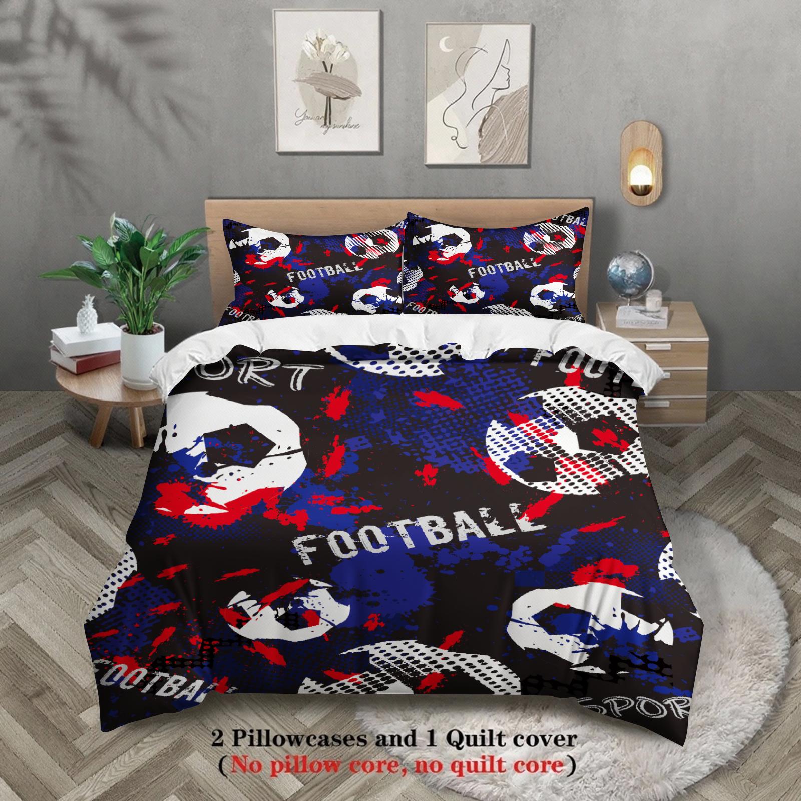 

3 шт. Комплект постельного белья Мультяшный Футбол 3D Принт Матовый Удобный Пододеяльник Королевский Размер Квин Полуторный Односпальный Размер Подарок на День Рождения Декор Комнаты EU Single 135x200cm