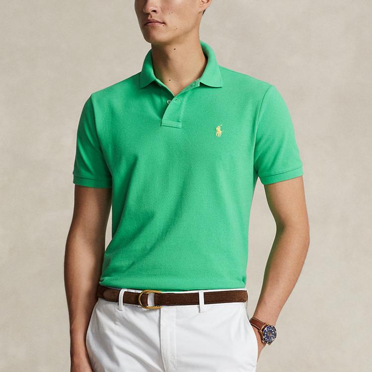 Polo Ralph Lauren Solid Color Logo Embroidered Casual Slim Fit Short Sleeve Polo Shirt Men Tops Green 710534735-363