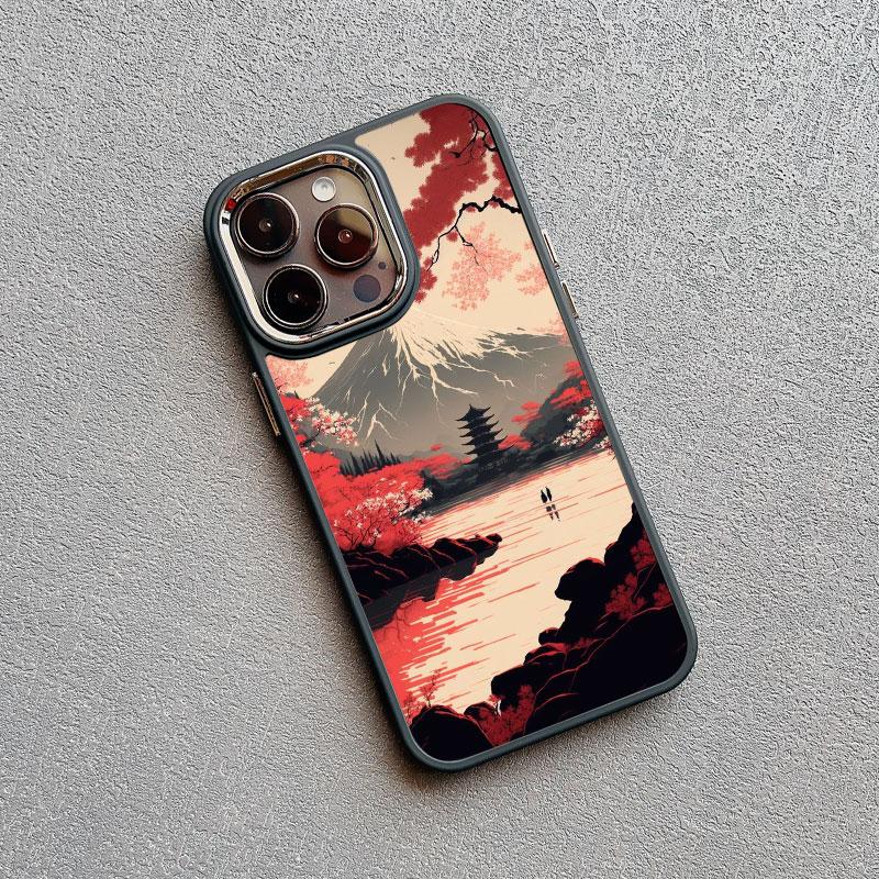 Japanese Aesthetic Mount Fuji Landscape Phone Case For iPhone 13 12 11 Pro Max 14 7 8 Plus XR XS X 15 16 Pro Max Silicone Cover