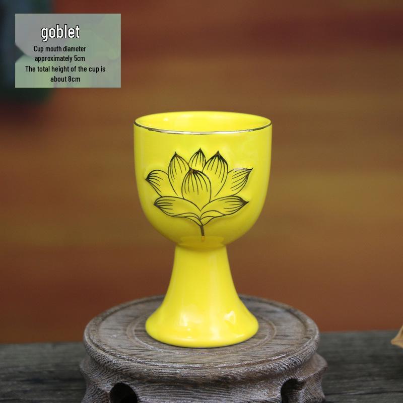 Keramische Opferbecher für Buddha, Guanyin und den Gott des Reichtums - Klein, Perfekt für Weihwasser und zum Anziehen von Reichtum.