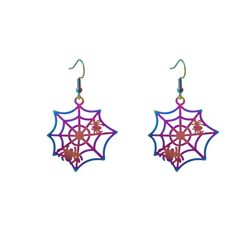 Halloween Trendy Funny Earrings Colorful Gradual Change Electroplating Color Matching Niche Earrings Temperament