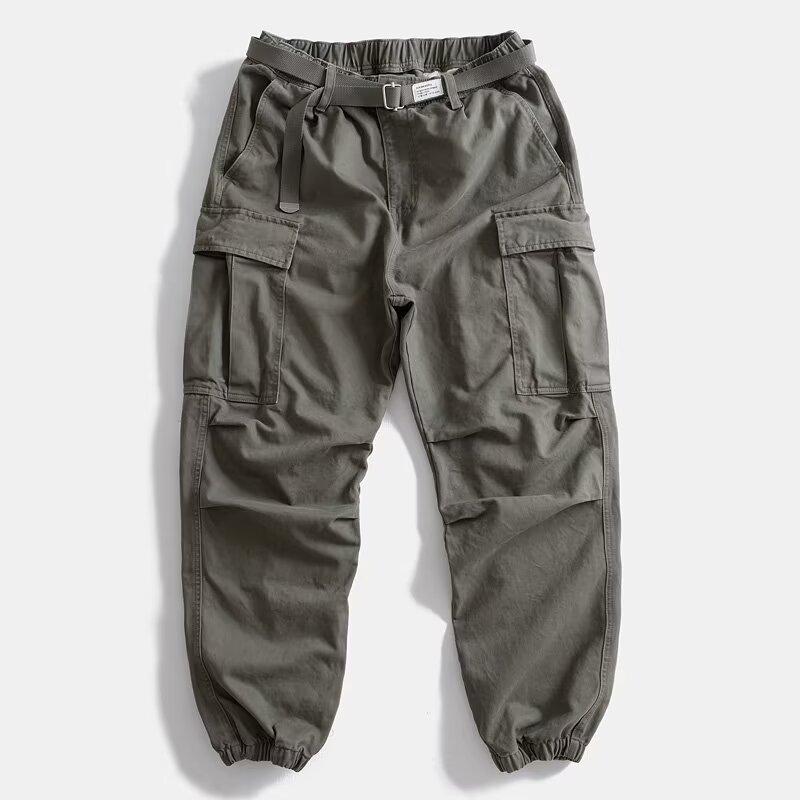 Men'S Summer Cargo Trousers Large Pocket Casual Work Pants Fashion Soild Long Sweatpants Outdoor Streetwear Loose Male Slacks