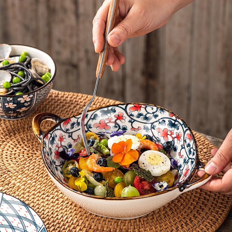 Japanese Style Ceramic Tableware Gift Bowl and Dish Set Blue and White Porcelain Bowl and Chopstick Set Ceramic Bowl