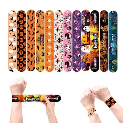 1/3/6/12 Pièces Halloween Slap Cercle Citrouille Bracelets Slap Poignet Bracelet Clap Poignet Enfant Jouets Bande Slap Halloween Fête Cadeau Enfant