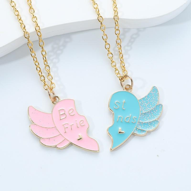 Cross-border New Letters Best Friends Love Stitching Girlfriends Necklace Wing Pendant