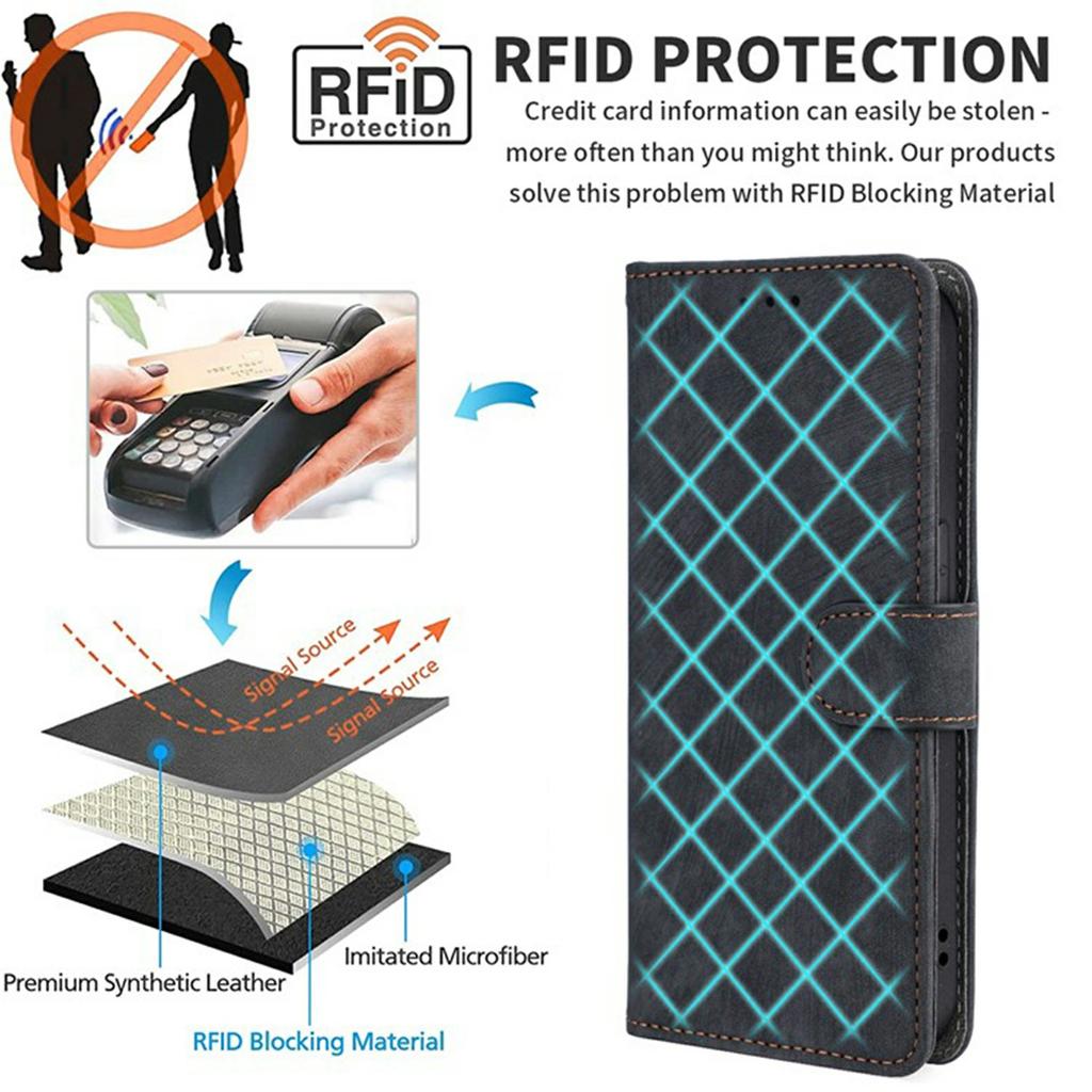 For Motorola Moto G05 4G/E15 4G Wallet Case RFID Blocking PU Leather Cover Stand View